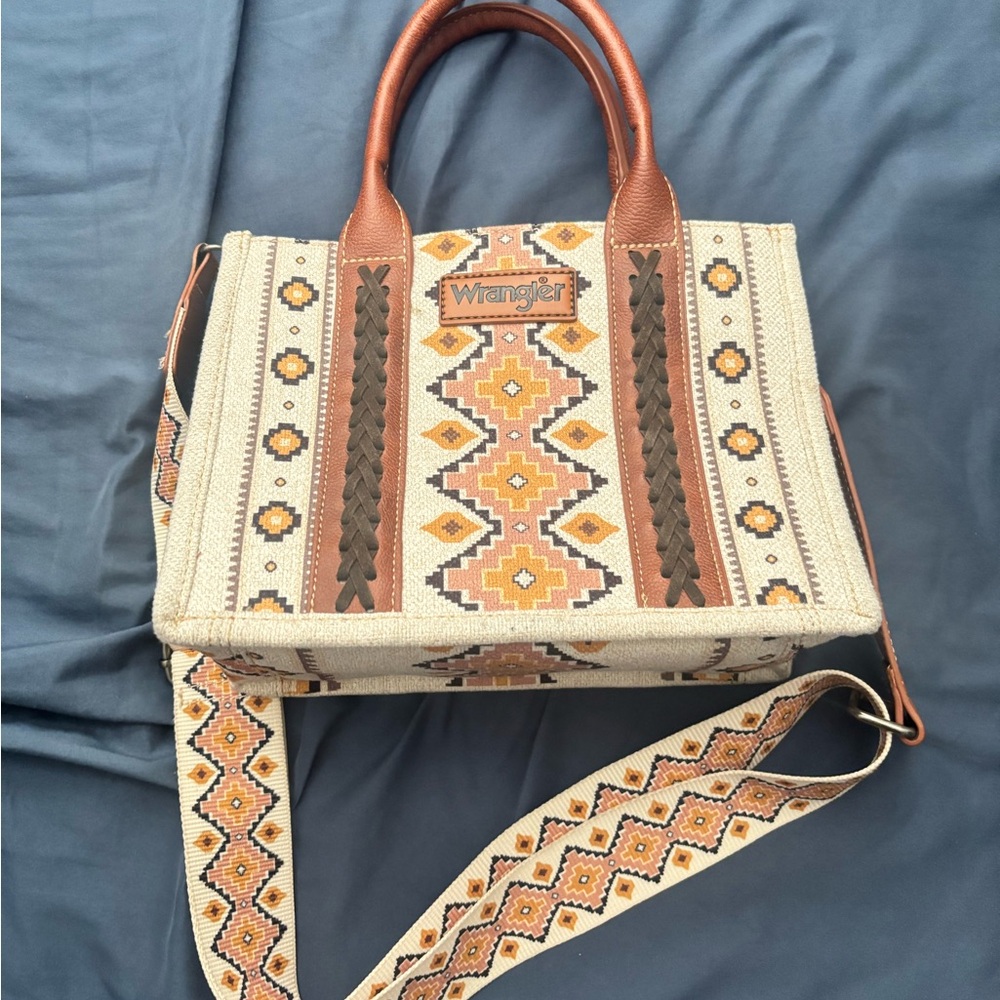Wrangler Cream and Brown Western Satchel